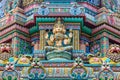 Colored decorations and statues, Hindu temple, Bangkok. Royalty Free Stock Photo