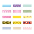 Colored decorative tape washi sticker strips for text decoration. Set of colorful patterned washi tape. Vector illustration Royalty Free Stock Photo