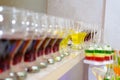 Colored desserts in glasses Royalty Free Stock Photo