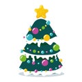 Colored detailed christmas tree icon Vector