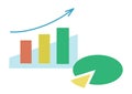 Colored diagram illustration. Schematic representation of the growth of production or activity.