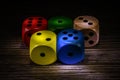 Colored dice dark background