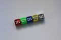 Colored dice on the desk Royalty Free Stock Photo