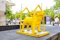 Colored dog statue in Antwerpen city