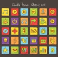 Colored doodle icons. Music set Royalty Free Stock Photo