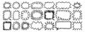 Colored doodle speech bubbles outline and bubble shapes, round, oval and rectangular speech bubbles with black stroke Royalty Free Stock Photo