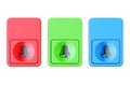 Colored doorbells buttons, 3D rendering