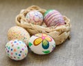 Colored drawings on Easter eggs Royalty Free Stock Photo