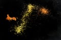 Colored dust explosions splashes isolated on black
