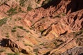 Colored earths in Skazka, or Fairytale, canyon. Tosor village. Issyk-Kul region. Kyrgyzstan