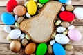 Colored easter eggs background. Royalty Free Stock Photo