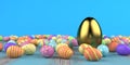 Colored Easter eggs with a big golden egg Royalty Free Stock Photo