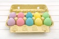Colored Easter eggs in box decoration Royalty Free Stock Photo