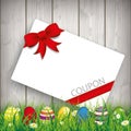 Colored Easter Eggs Grass Coupon Royalty Free Stock Photo