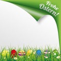 Colored Easter Eggs Grass Scrolled Frohe Ostern