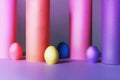 Colored Easter eggs with tubes made from craft paper. Ester concept
