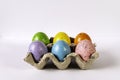 Colored Easter eggs on white background Royalty Free Stock Photo