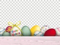 Colored Easter Eggs Wooden Plank Frohe Ostern Transparent