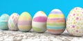 Colored Easter Eggs Wooden Table Royalty Free Stock Photo