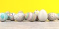 Colored Easter Eggs Wooden Table Royalty Free Stock Photo