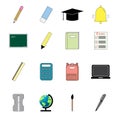 Colored education icon set. School icons. Vector illustration. Royalty Free Stock Photo
