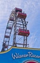 Viennese giant wheel in Prater amusement park at V Royalty Free Stock Photo