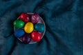 colored eggs in a plate Royalty Free Stock Photo