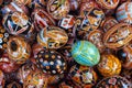 Colored eggs with traditional patterns from Kosmach, Ukraine Royalty Free Stock Photo