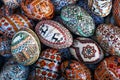 Colored eggs with traditional patterns from Kosmach, Ukraine Royalty Free Stock Photo