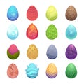 Colored eggs. Vector cartoon fairytale dragon magic eggs for game projects vector collection Royalty Free Stock Photo