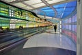 The colored electric neon tunnel The Sky Is the Limit at Chicago O`Hare International Airport ORD