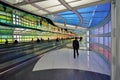 The colored electric neon tunnel The Sky Is the Limit at Chicago O`Hare International Airport ORD
