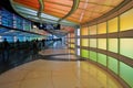 The colored electric neon tunnel The Sky Is the Limit at Chicago O`Hare International Airport ORD