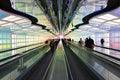 The colored electric neon tunnel The Sky Is the Limit at Chicago O`Hare International Airport ORD