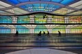 The colored electric neon tunnel The Sky Is the Limit at Chicago O`Hare International Airport ORD