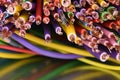 Colored electrical cables in computer systems Royalty Free Stock Photo