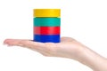 Colored electrical tape in hand Royalty Free Stock Photo