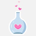 Colored Elixir Love Bottle Sticker. Vector illustration