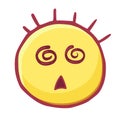Colored emoticons icon, spiral eyes smiley face, dizziness emoji