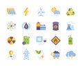 Colored Energy Types Vector Line Icons