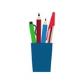 Colored engineering office pens and pencils vector illustration Royalty Free Stock Photo