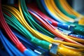 colored ethernet cables plugged into a server Royalty Free Stock Photo