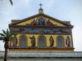 Colored extremity of the basilica of Saint Paul outside the walls to Rome in Italy.