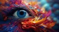 colored eye on abstract colorful background, graphick designed eye on colored background, eye wallpaper Royalty Free Stock Photo