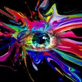 Colored eye head with creative abstract colorful spots elements on background