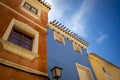 Colored facades of the houses of the historic center of the city of Mula Royalty Free Stock Photo