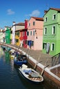 Colored facades of the island of Burano, Venice Royalty Free Stock Photo