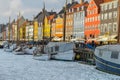 Colored facades of Nyhavn in Copenhagen in Denmark in winter Royalty Free Stock Photo