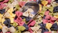 Colored Farfalle Pasta bow tie pasta background Royalty Free Stock Photo