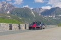 Colored Ferrari take part in the CAVALCADE 2018 event along the roads of Italy, France and Switzerland around MONTE BIANCO